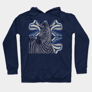 Zebra on Blue Pattern Hoodie